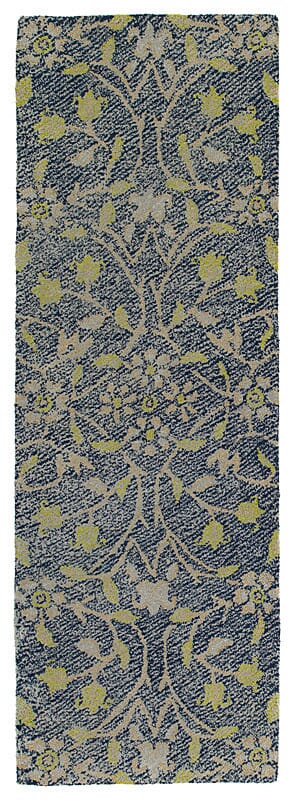 Kaleen Weathered Wtr04-22 Navy , Shale Grey , Lime Green Floral / Country Area Rug