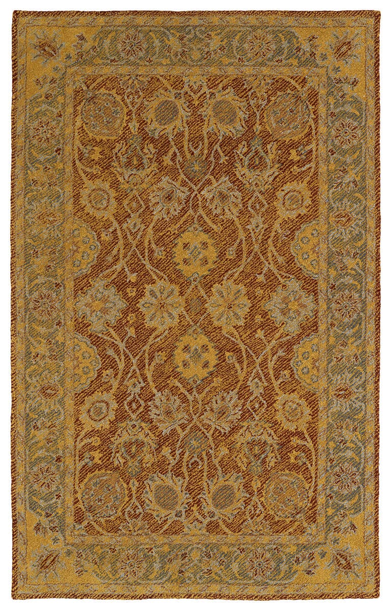 Kaleen Weathered Wtr08-06 Gold , Silver , Crimson Area Rug