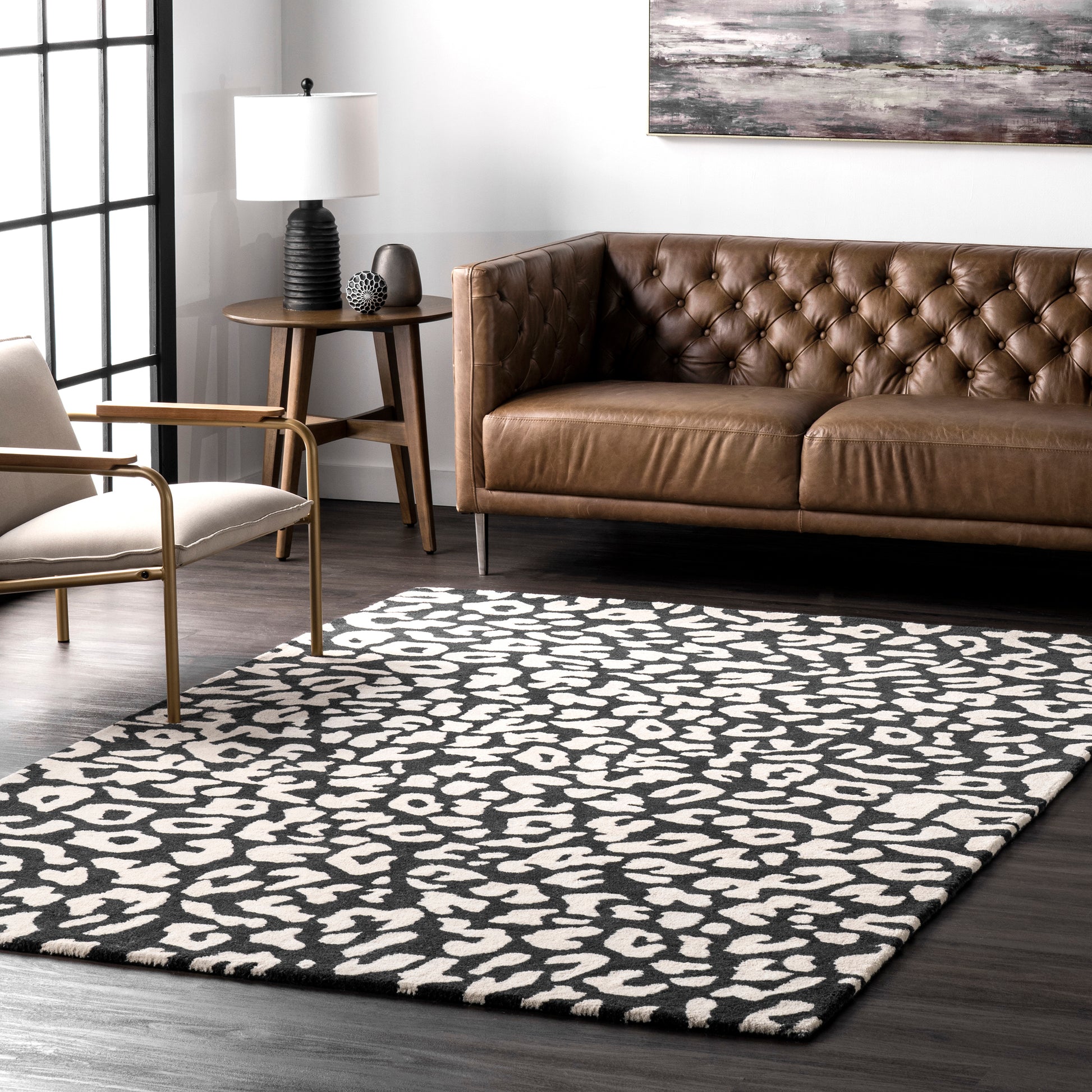 Nuloom Rorie Leopard Print Nro2683A Black Area Rug