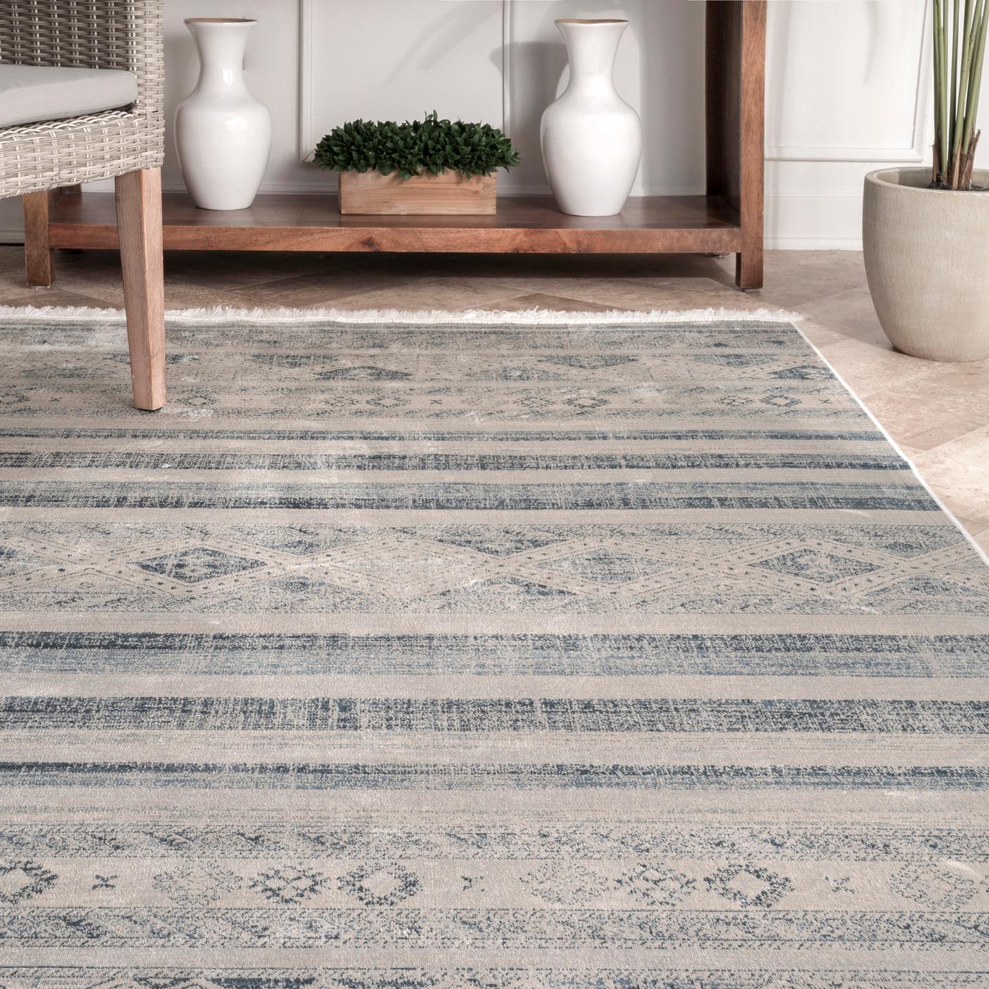 Nuloom Vintage Tribal Roseline Nvi1632A Blue Area Rug