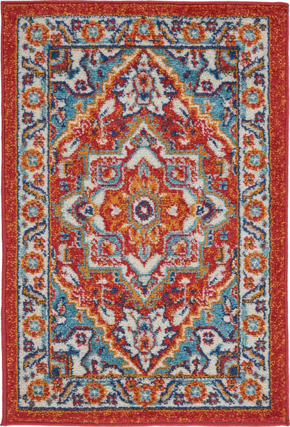 Nourison Passion Psn33 Red Multi Colored Area Rug