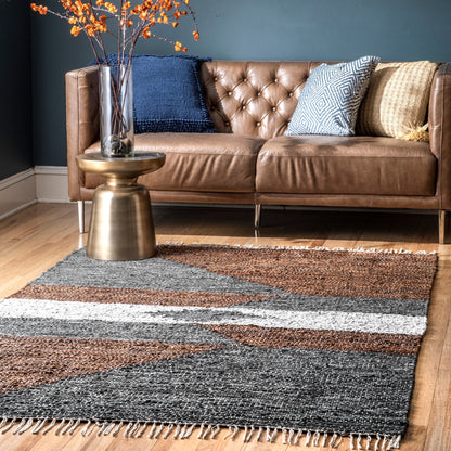 Nuloom Esperanza Leather Modern Nes1421A Natural Area Rug