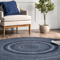 Nuloom Kyla Farmhouse Round Nky2832B Blue Area Rug