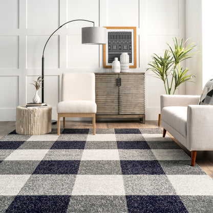 Nuloom Aisha Buffalo Plaid Nai1516B Navy Area Rug