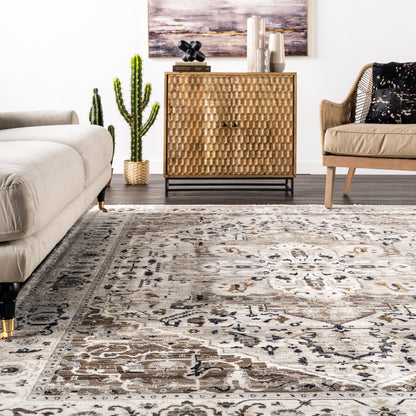 Nuloom Oliveira Floral Nol1523A Beige Area Rug