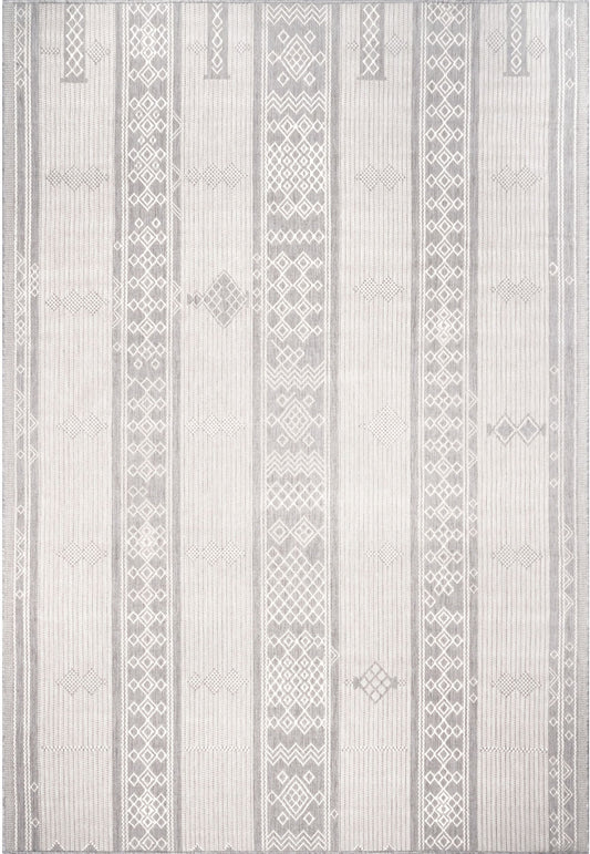 Nuloom Leigh Ethnic Stripes Nle1772B Light Gray Area Rug