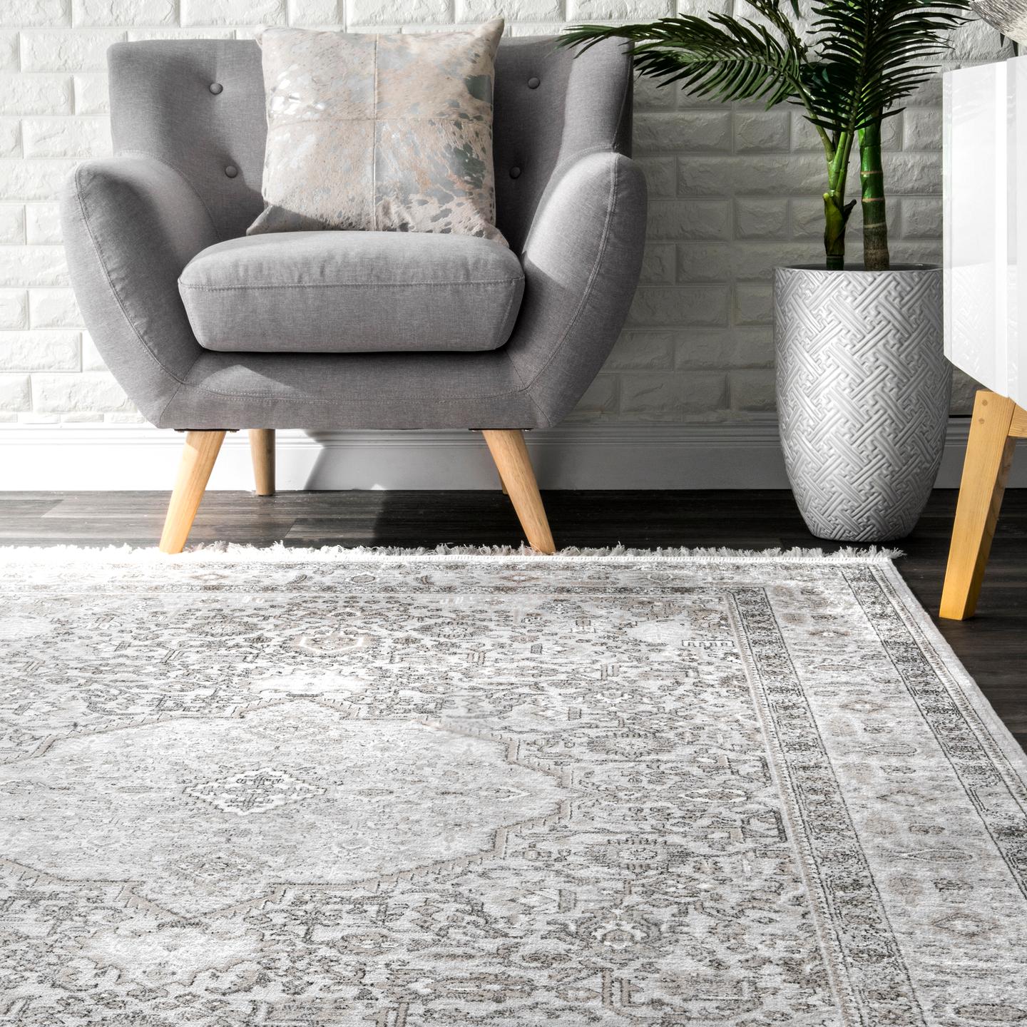 Nuloom Vintage Amerie Nvi1634B Silver Area Rug