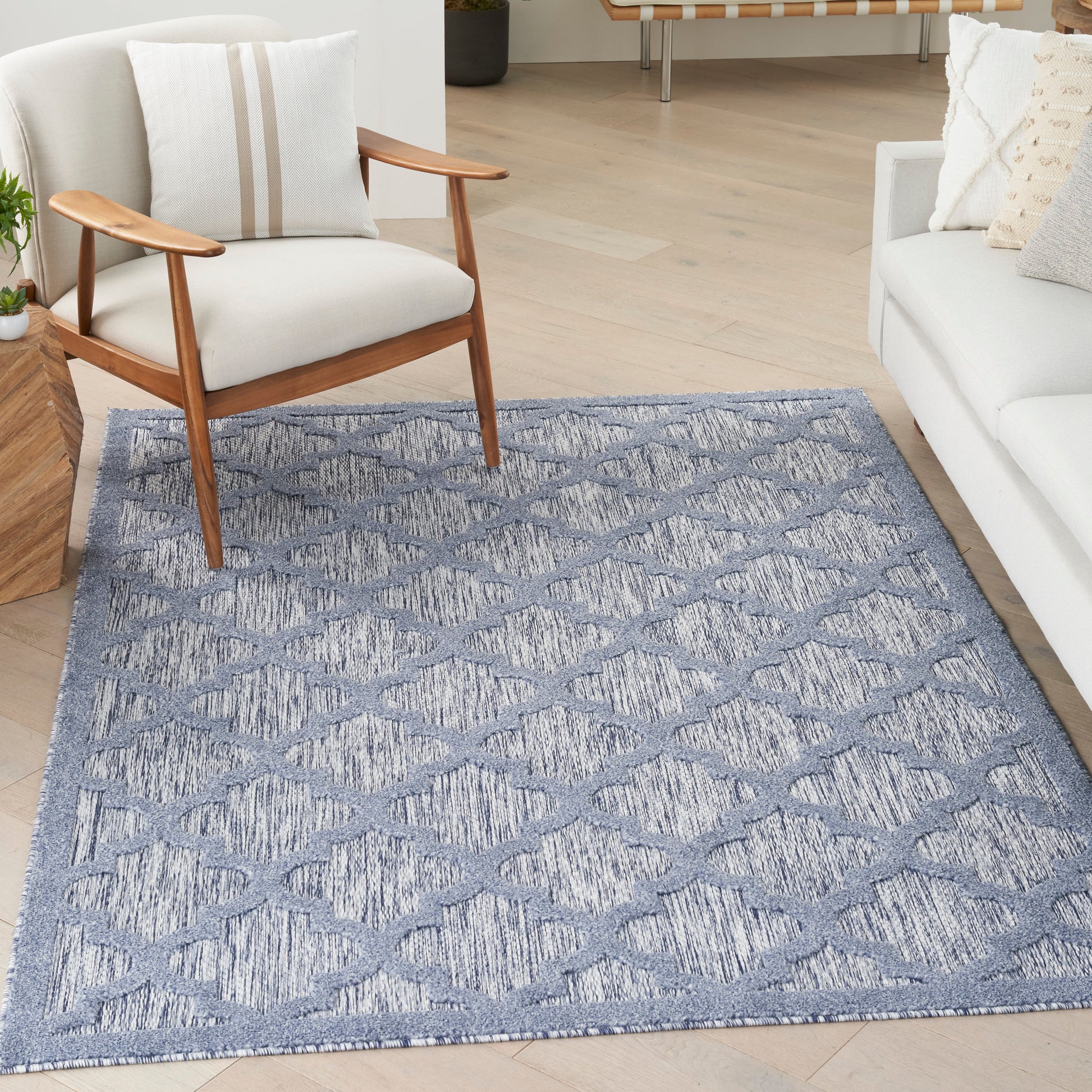 Nourison Easy Care Nes01 Denim Blue Area Rug