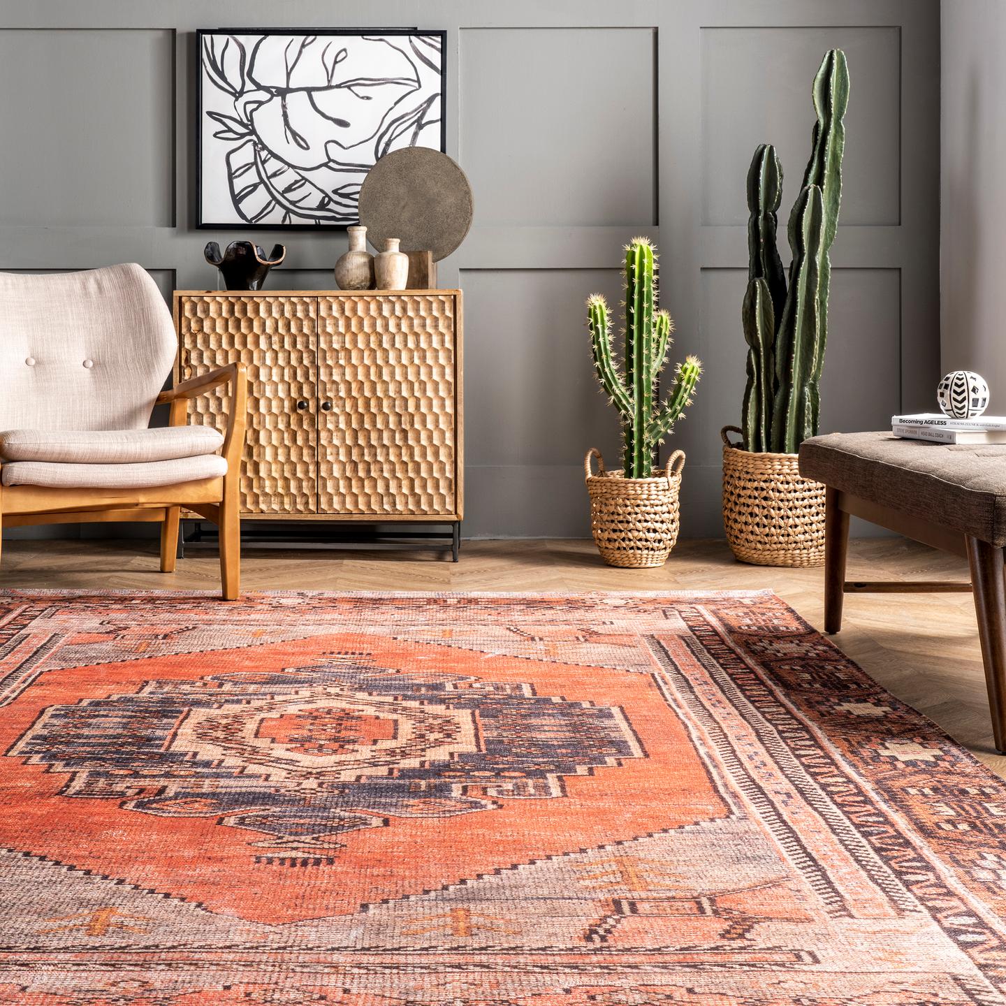 Nuloom Kamila Tribal Nka2609A Orange Area Rug