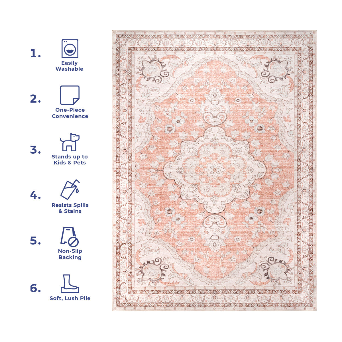 AreaRugs.com Wavaj Nwa1169A Peach Area Rug