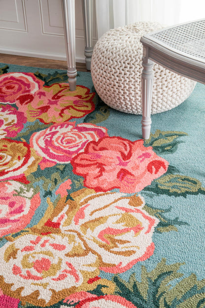 Nuloom Rose Bouquet Nro1393A Light Blue Area Rug