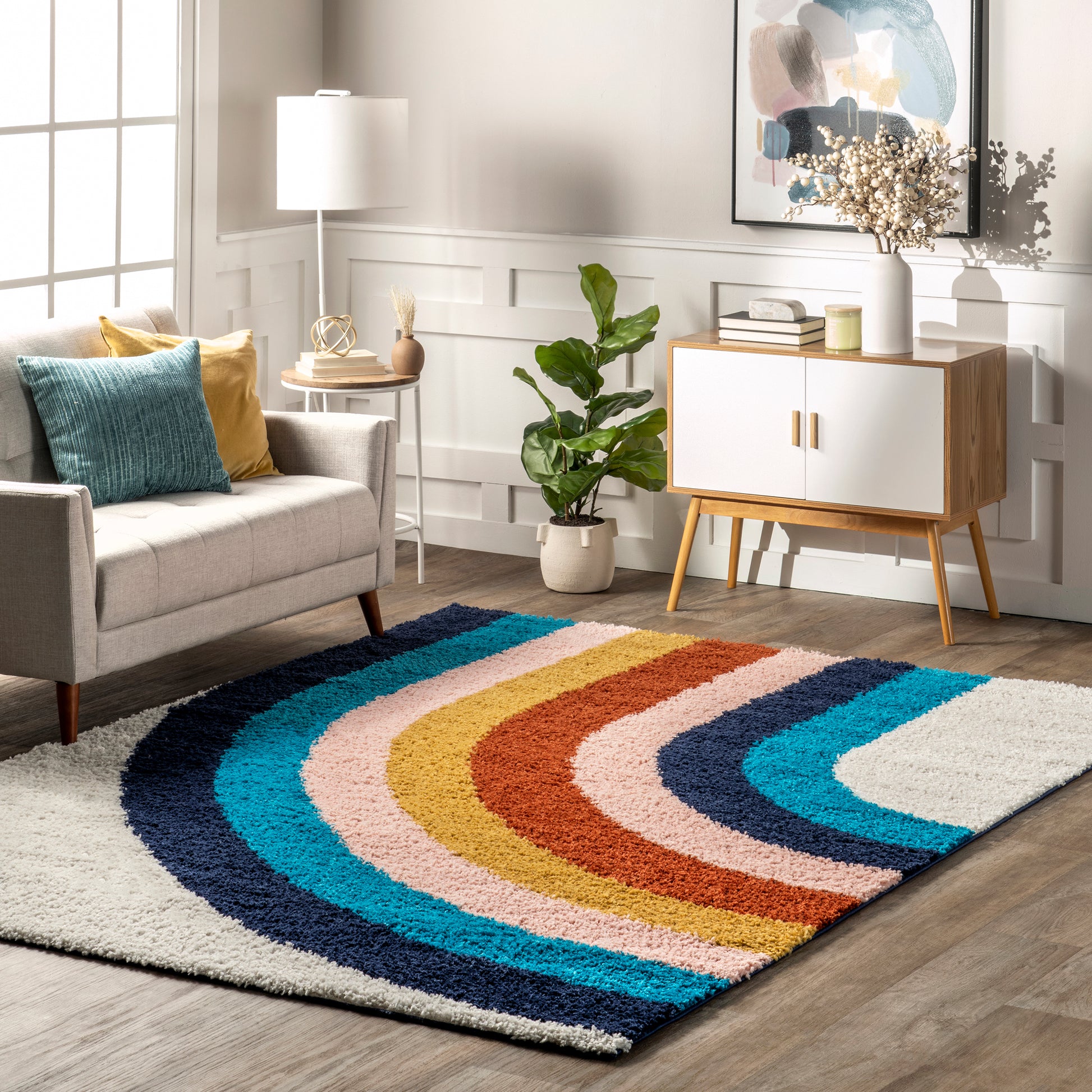 Nuloom Ela Half Rainbow Nel2951A Blue Area Rug