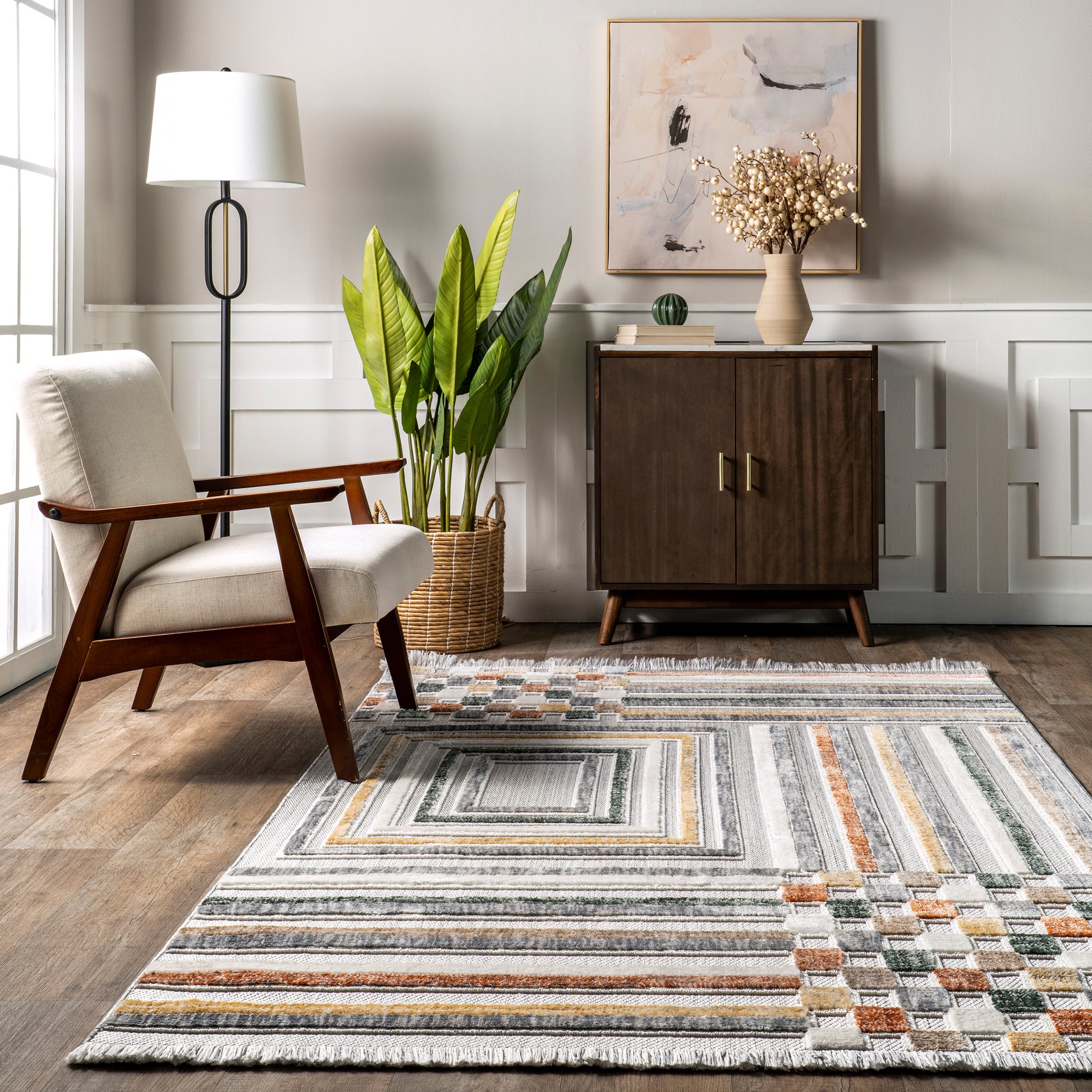 Nuloom Gloria Striped Ngl1348A Light Gray Area Rug