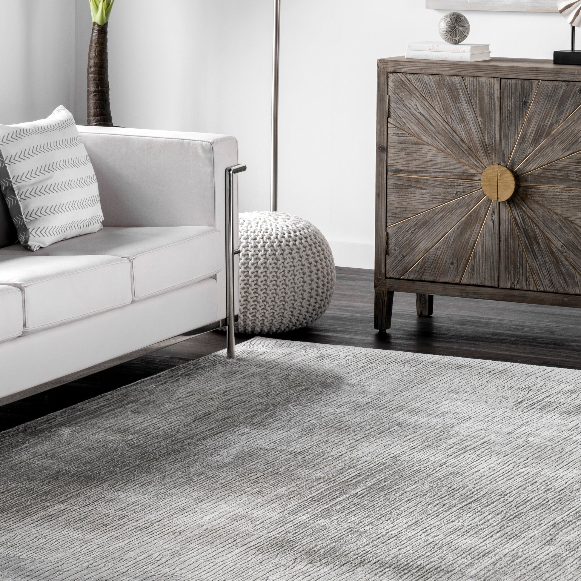 Nuloom Aspen Stipe Nas1455A Gray Area Rug