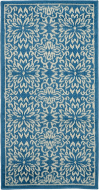 Nourison Jubilant Jub06 Ivory / Blue Damask Area Rug