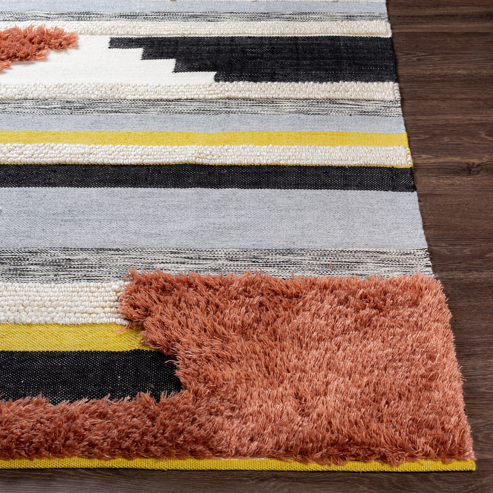 Surya Yuva Yuv-2300 Rust, Bright Yellow, Black, Medium Gray Area Rug