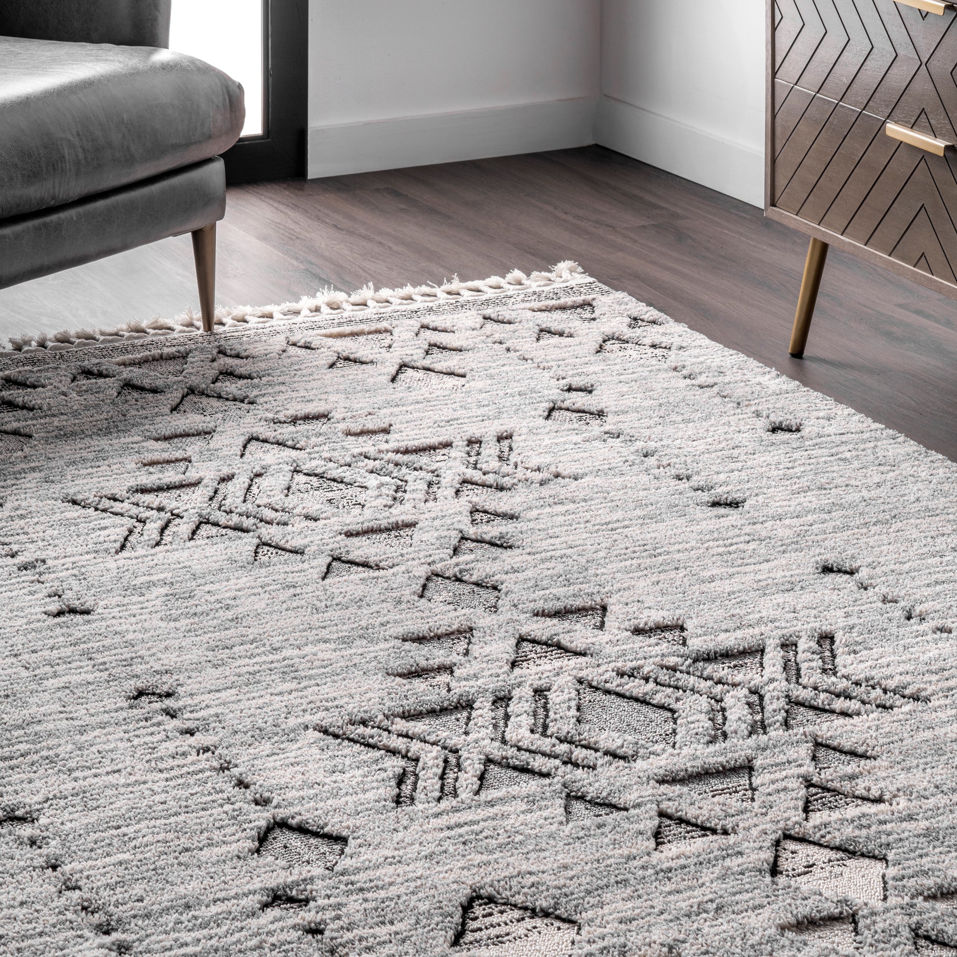 Nuloom Sully Snowflake Textured Nsu2334A Gray Area Rug