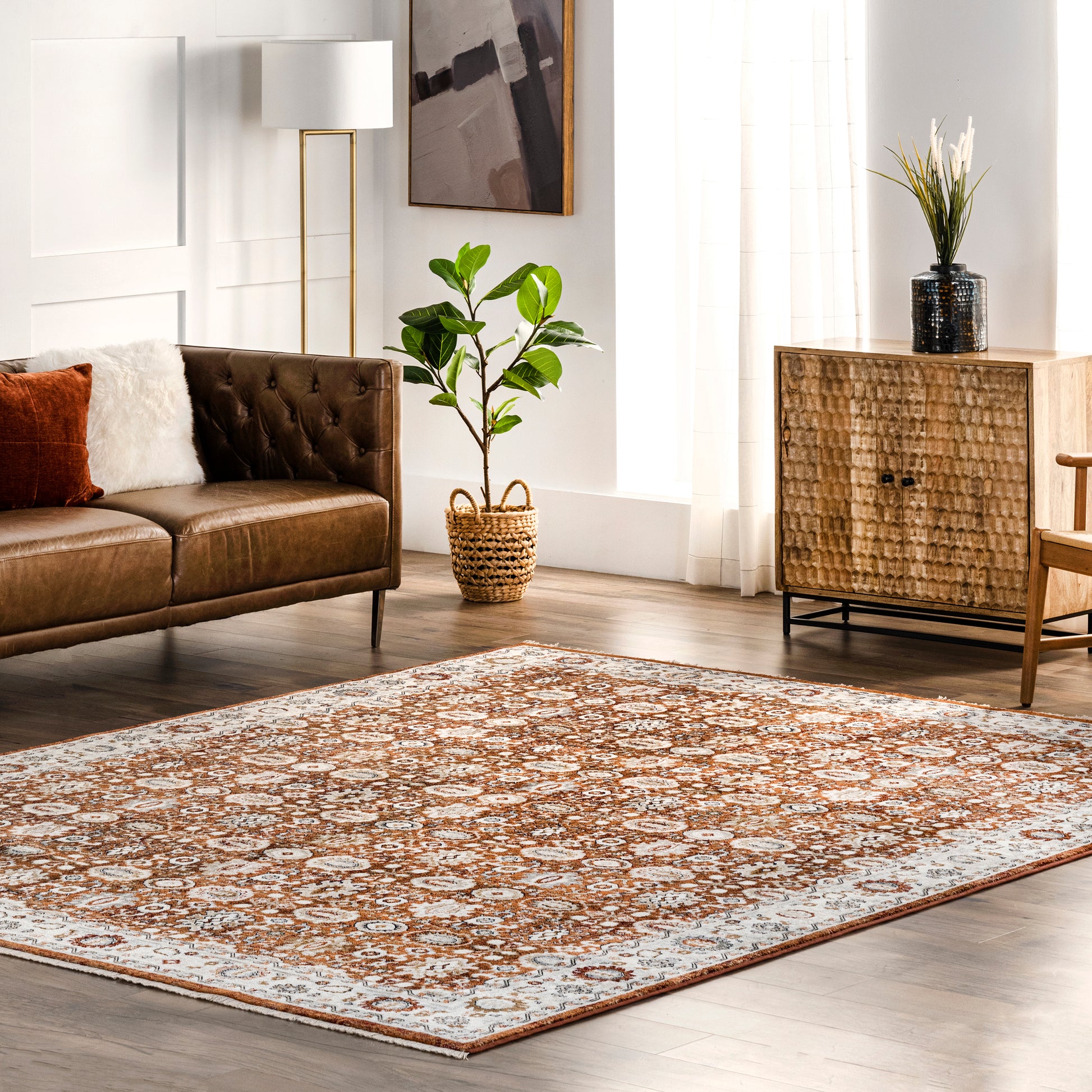 Nuloom Riley Bordered Area Nri1533A Rust Area Rug