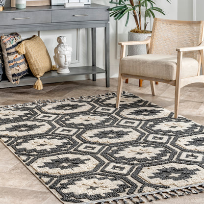 Nuloom Genesis Carved Tribal Tiles Nge1857A Gray Area Rug