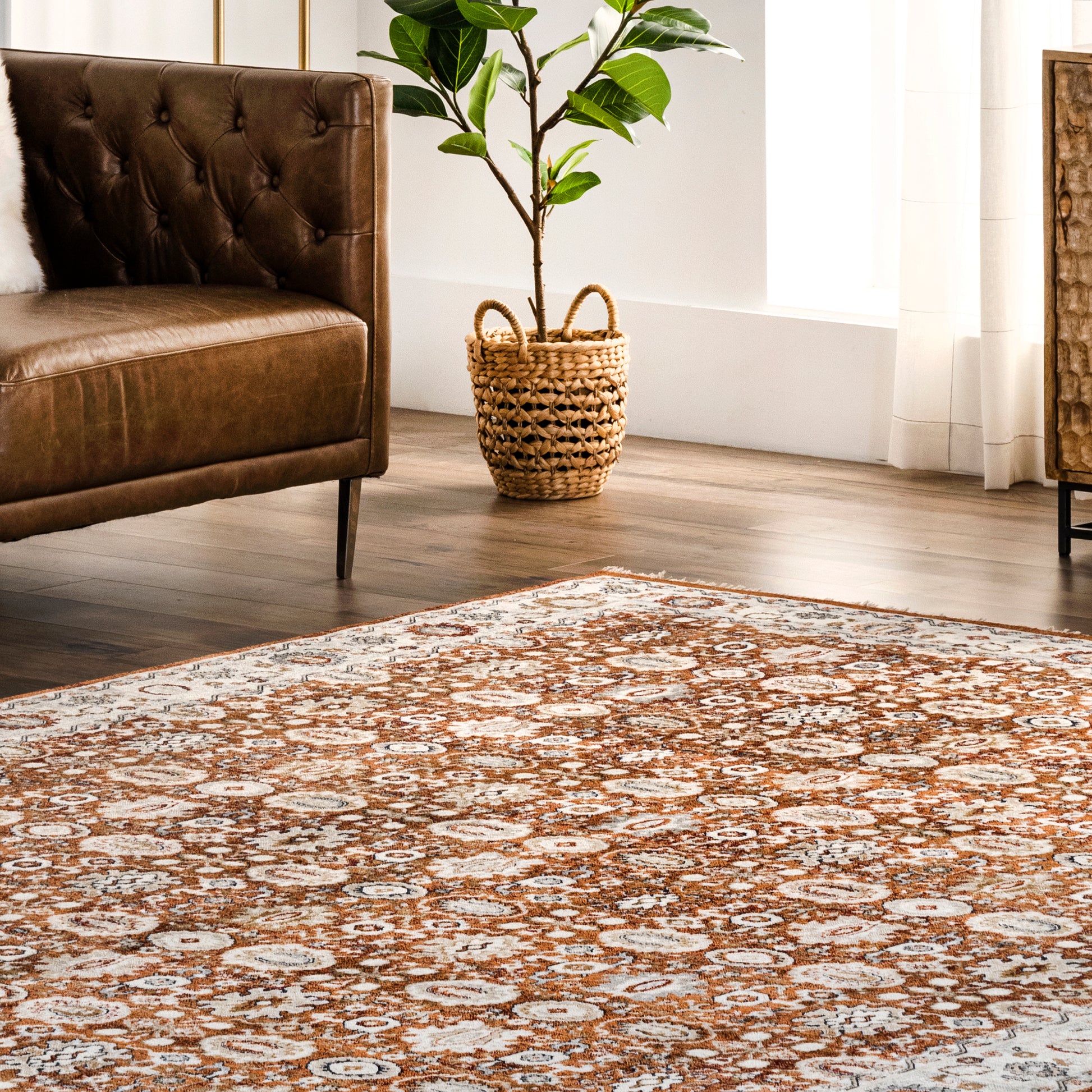 Nuloom Riley Bordered Area Nri1533A Rust Area Rug