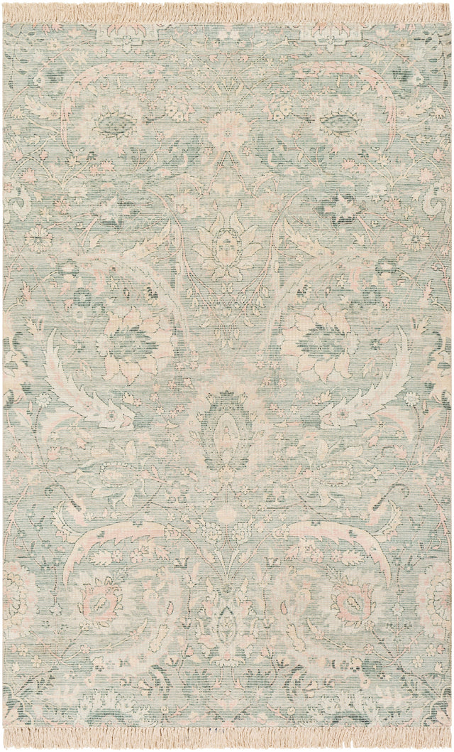 Surya Zainab Zai-2302 Sage, Dark Green, Lime, Pale Pink Rugs.