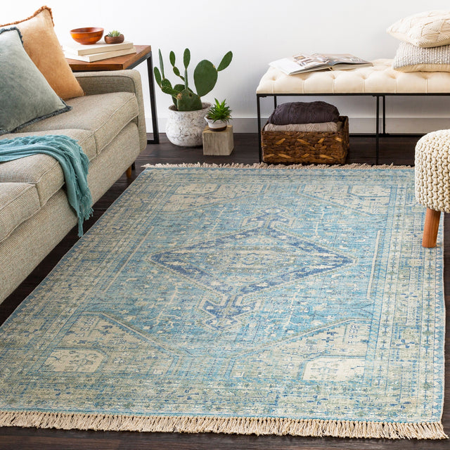 Surya Zainab Zai-2304 Sky Blue, Navy, Sage, Lime Rugs.