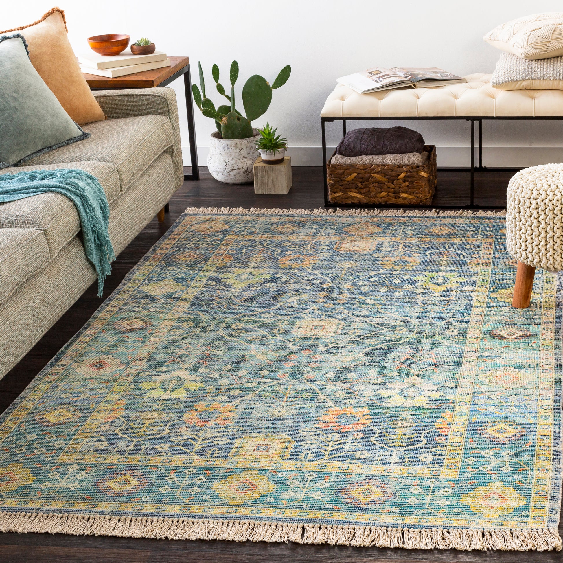 Surya Zainab Zai-2309 Navy, Lime, Aqua, Sky Blue Area Rug