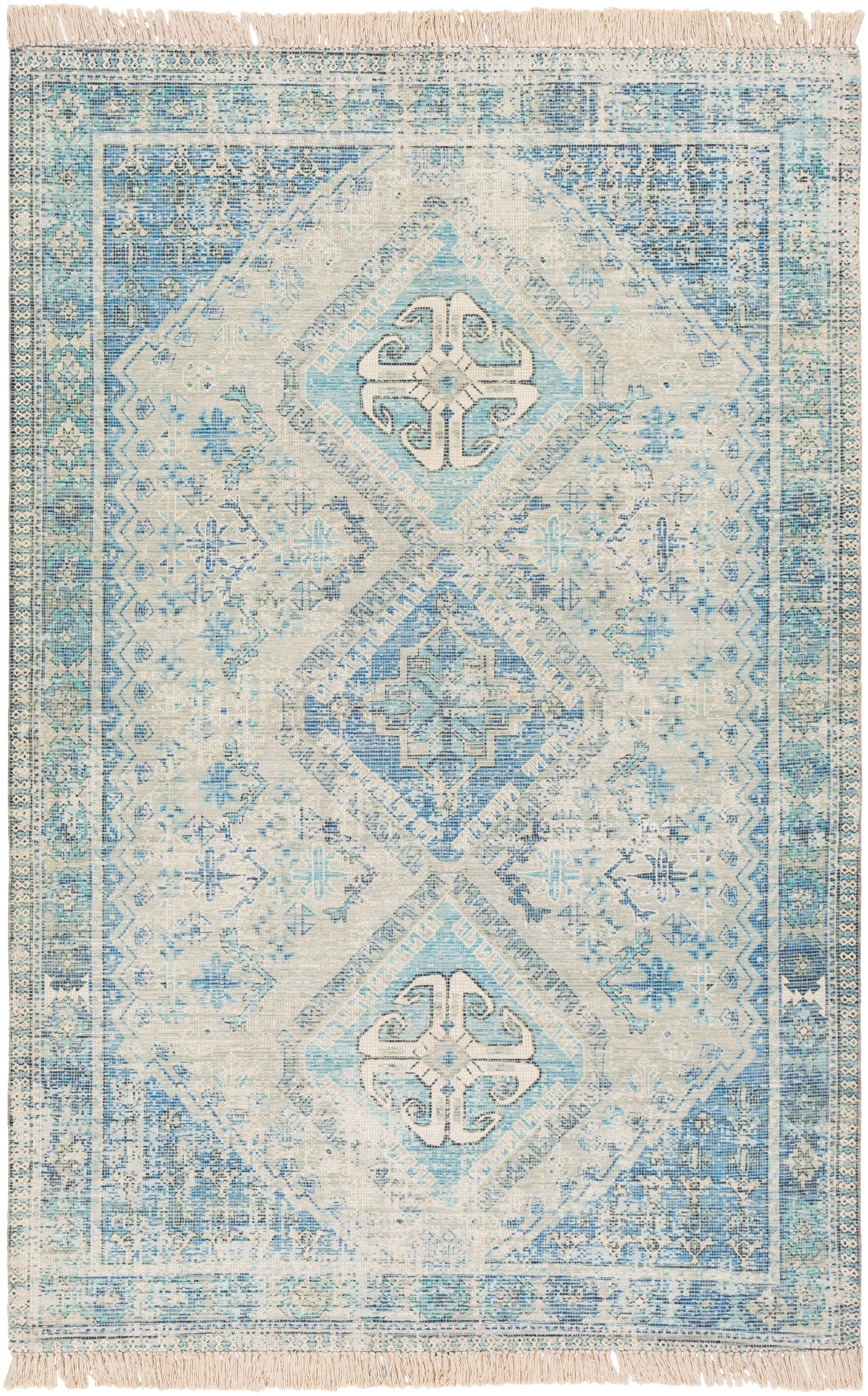 Surya Zainab Zai-2314 Sky Blue, Navy, Sage, Lime Area Rug