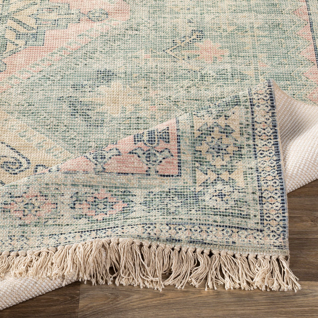 Surya Zainab Zai-2316 Sage, Dark Green, Lime, Pale Pink Rugs.