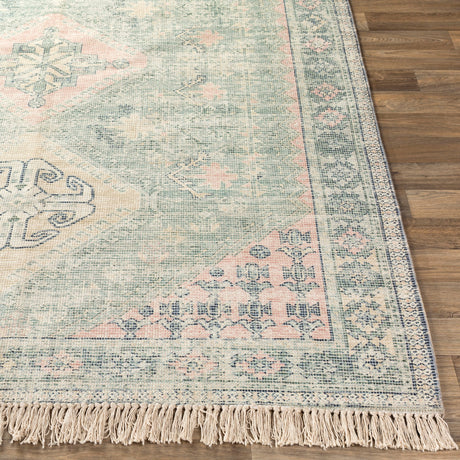 Surya Zainab Zai-2316 Sage, Dark Green, Lime, Pale Pink Rugs.