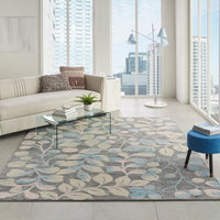 Nourison Tranquil Tra03 Grey / Beige Floral / Country Area Rug