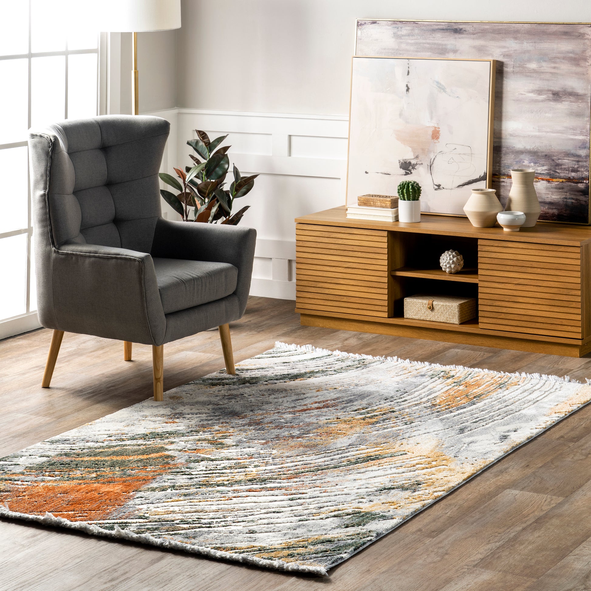 Nuloom Anita Wave Nan1354A Light Gray Area Rug