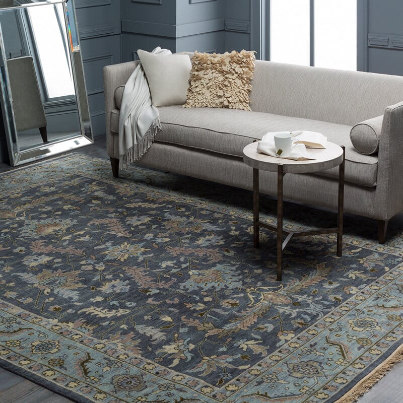 Surya Zeus Zeu-7825 Charcoal / Sky Blue / Olive / Ivory Area Rug