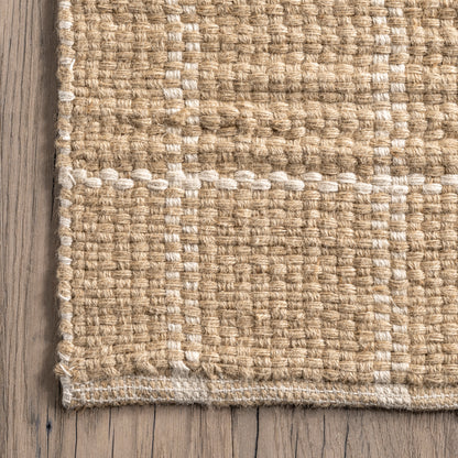 Nuloom Ella Farmhouse Checkered Nel1962A Natural Area Rug