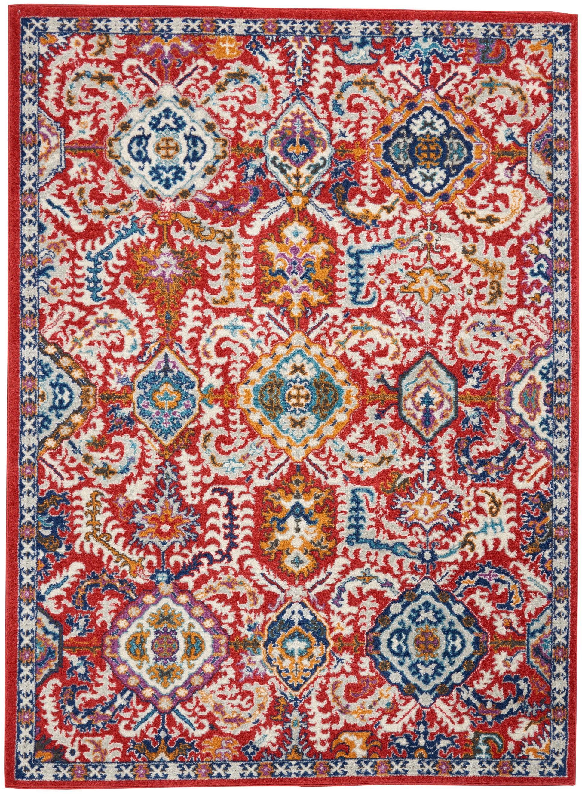 Nourison Passion Psn32 Red Multi Colored Area Rug