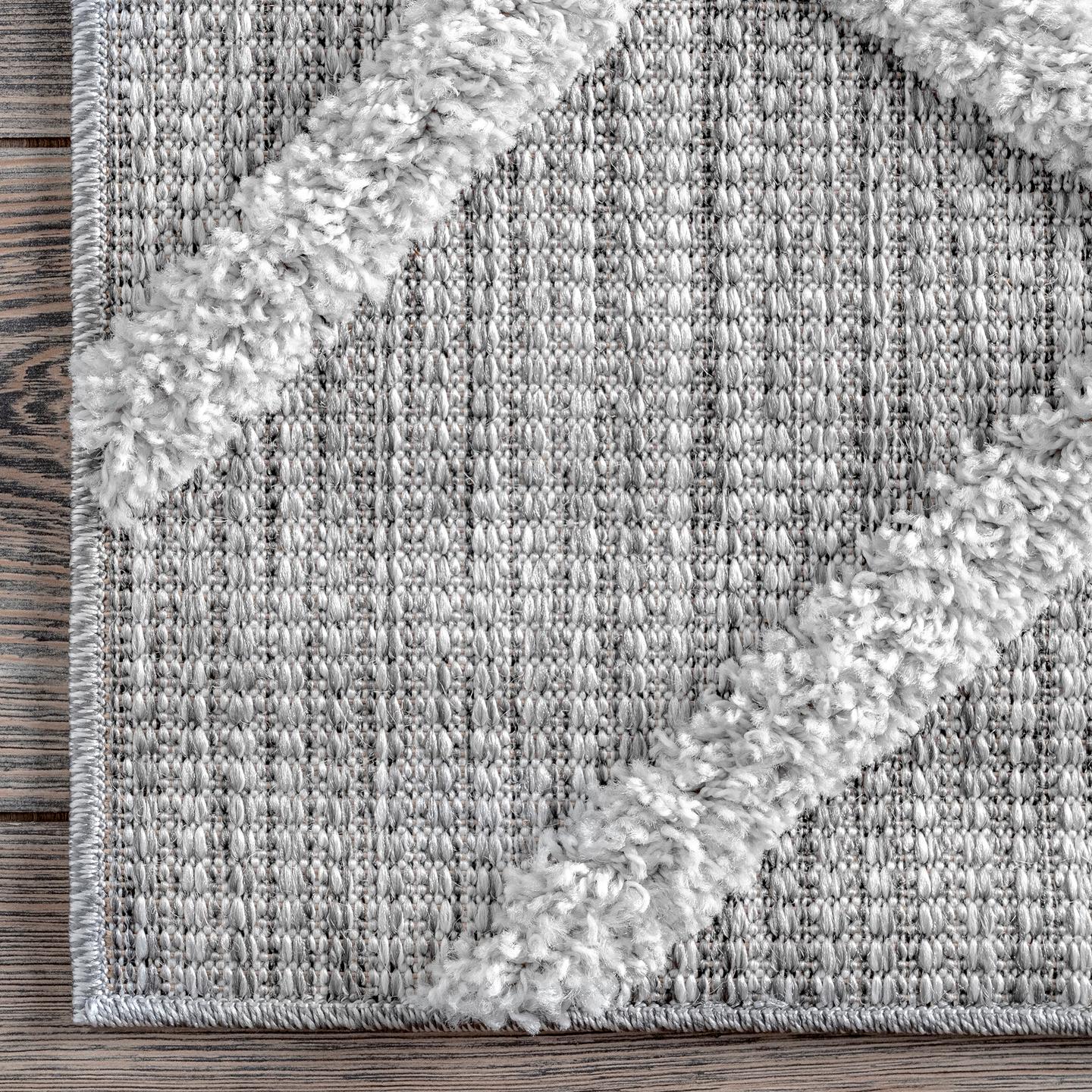 Nuloom Carly Raised Fishnet Trellis Nca1390A Gray Area Rug