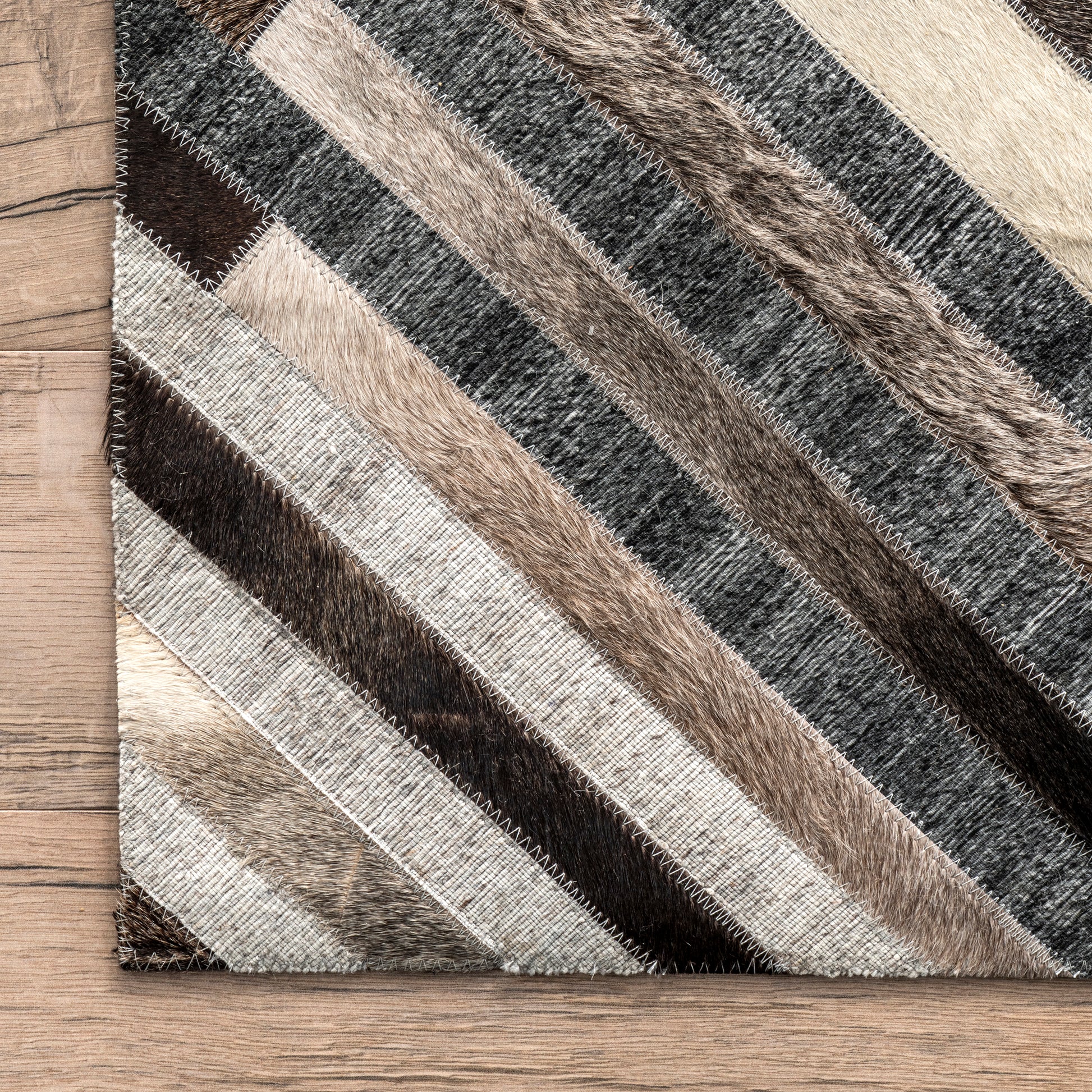 Nuloom Elaine Leather Cowhide Nel1405A Gray Area Rug