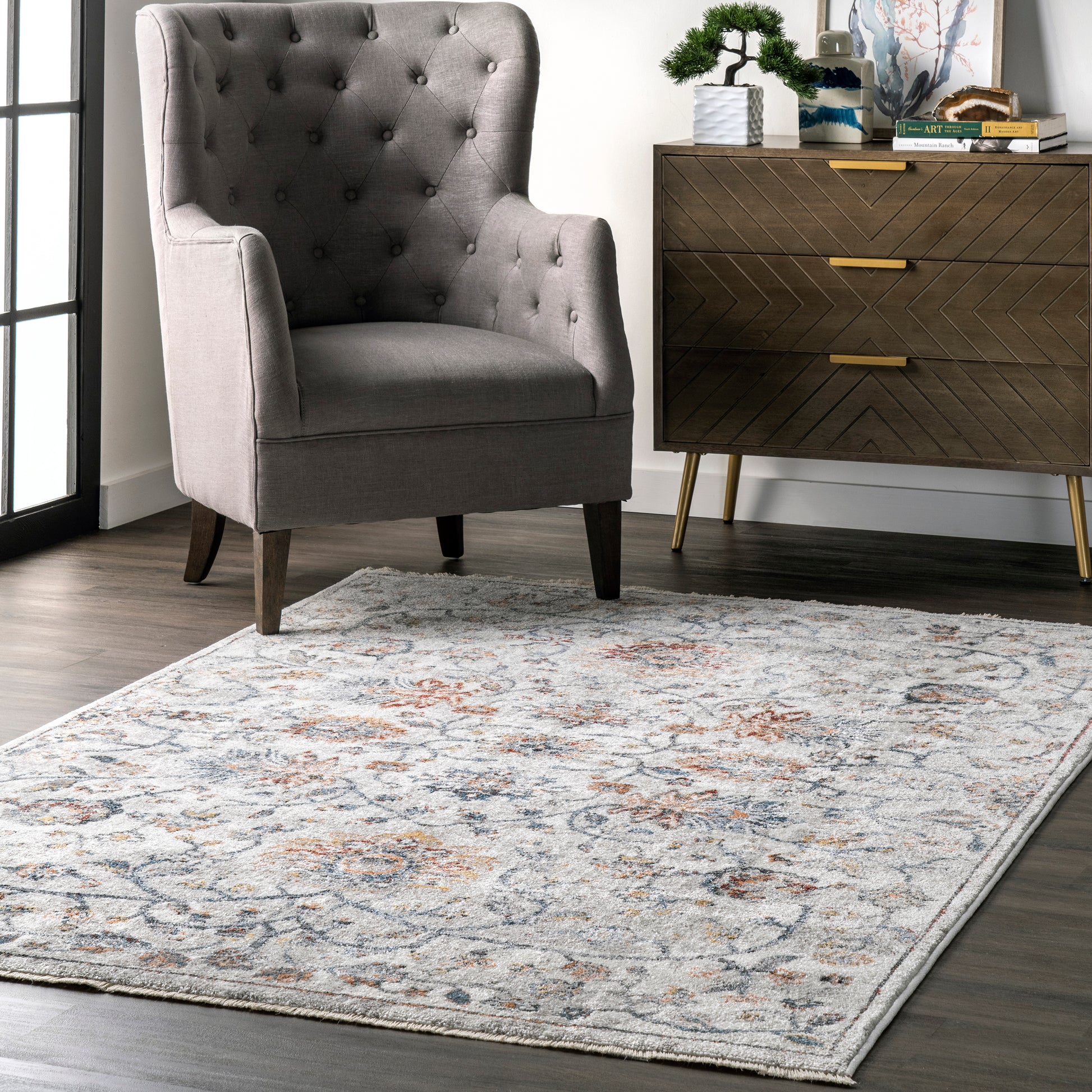 Nuloom Halle Muted Garden Nha1698A Beige Area Rug